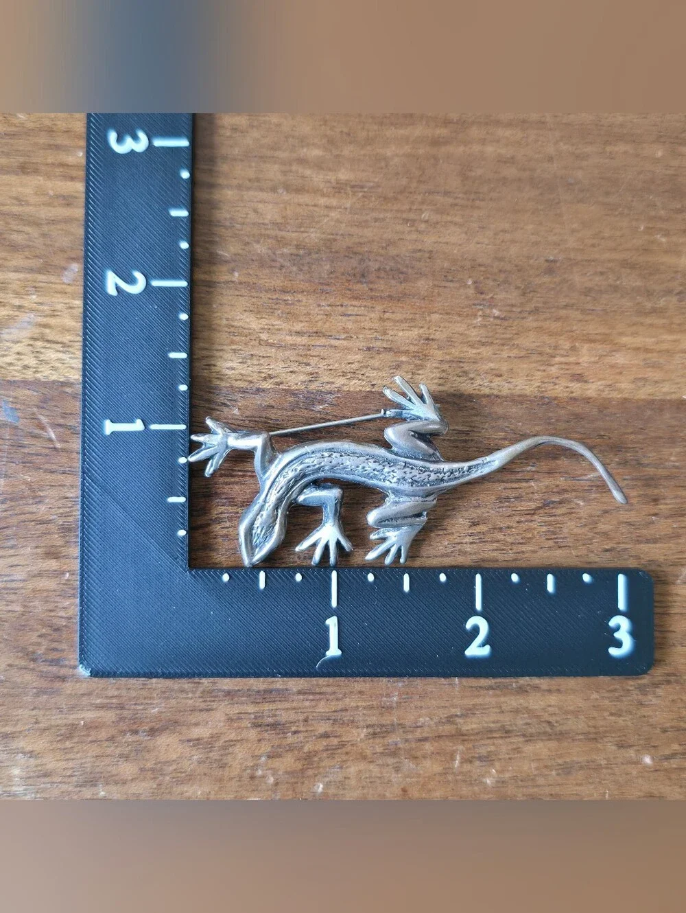 Sterling Silver Lizard Brooch Pin - Sculpted Reptile Animal Jewelry 925